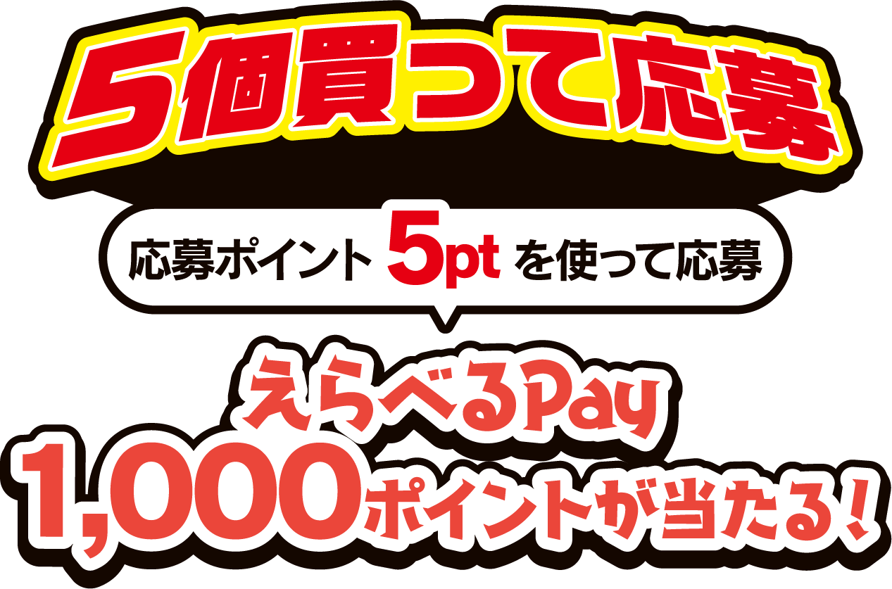 5個買って応募 応募ポイント5ptを使って応募 えらべるPay1,000ポイントが当たる!